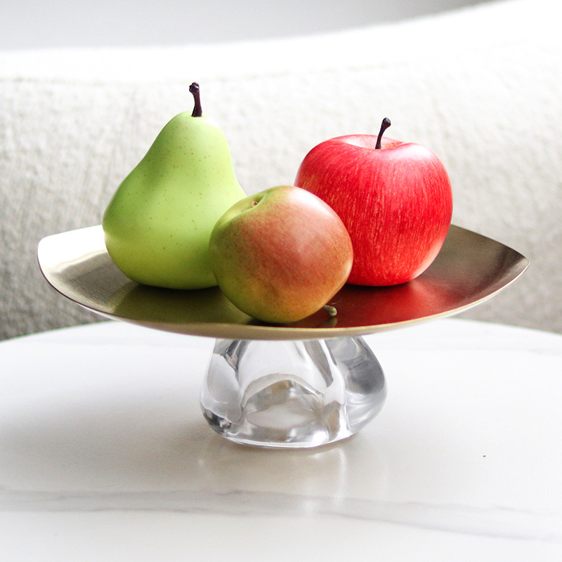 Food Storage Glass Round - Kare Düzensiz Metal Meyve Tabağı, Cam