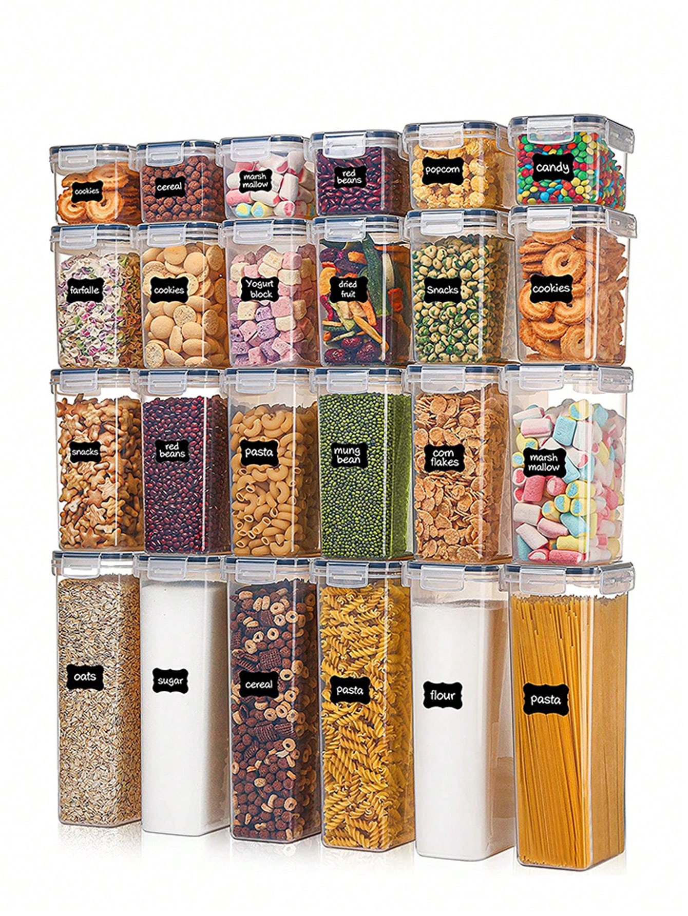 Food Storage Pantry - 48 adet Hava Geçirmeyen Gıda Saklama