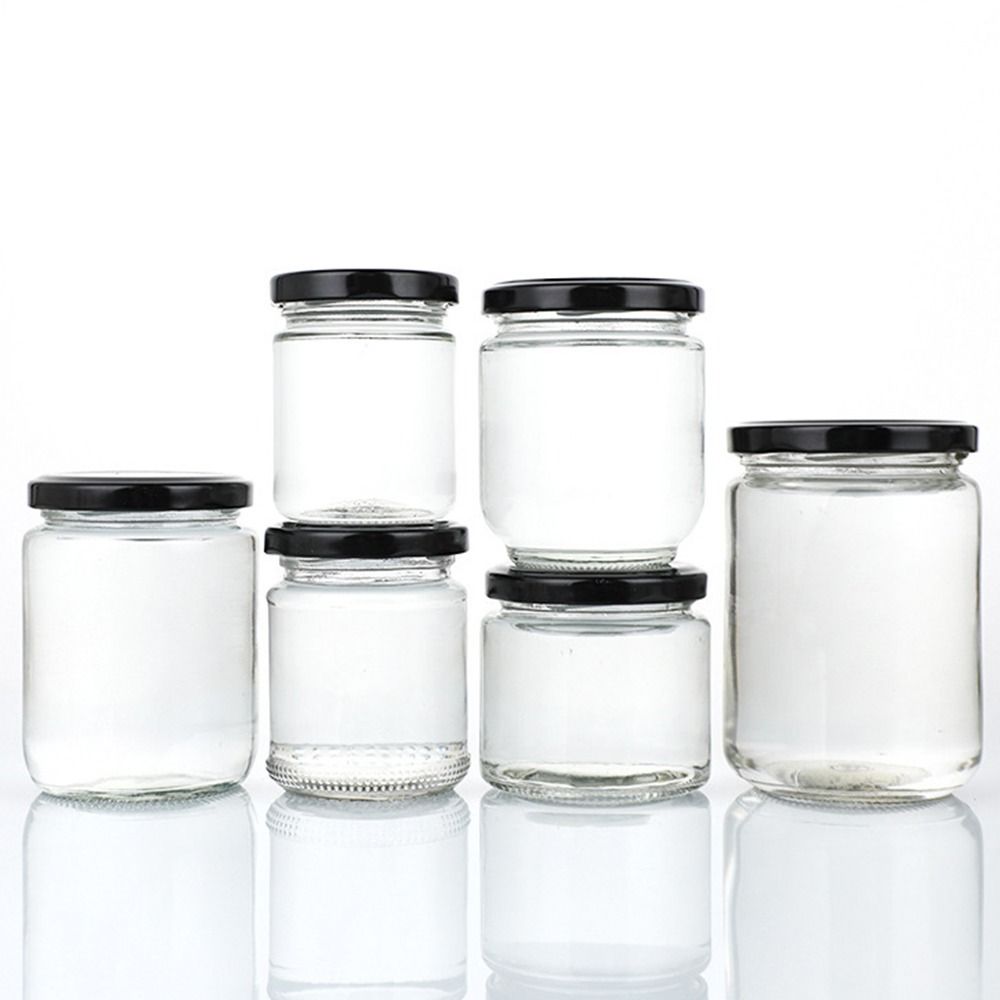 Food Storage Glass Round - Siyah hava geçirmez kapaklı 1 adet