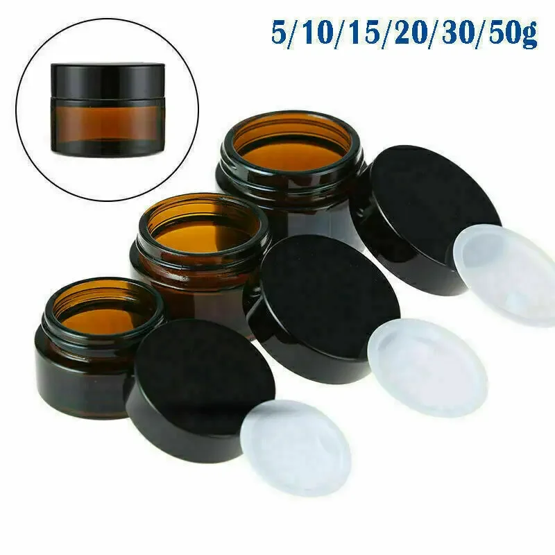 Food Storage Set Glass - 2 adet 5ml/10ml/15ml/20ml/30ml/50ml cam Amber kozmetik