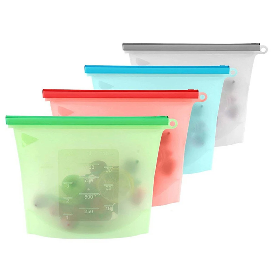 Food Storage Silicone Bags - 1000 ml Yeniden Kullanılabilir Silikon Gıda