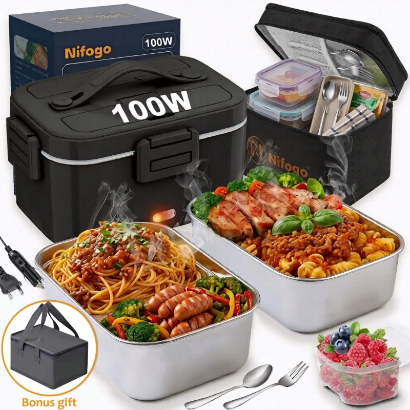 Food Storage Box Stainless Steel - 100W Elektrikli Isıtmalı Yemek Kutusu, 1.8L