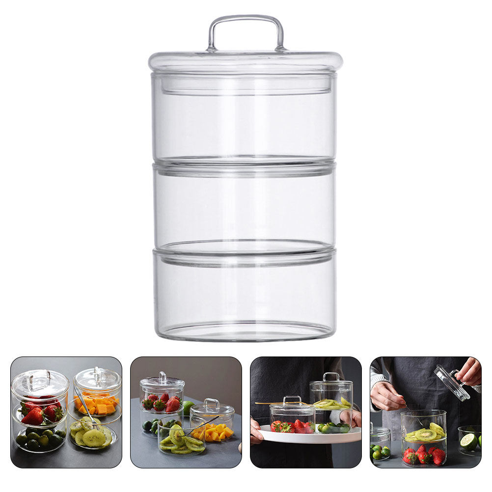 Food Storage Stackable Containers - 1 takım şeffaf cam saklama kabı