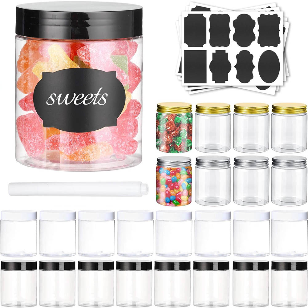 Food Storage Not Plastic - 8OZ Plastik Kavanozlar, Kapaklı, Şeffaf Plastik