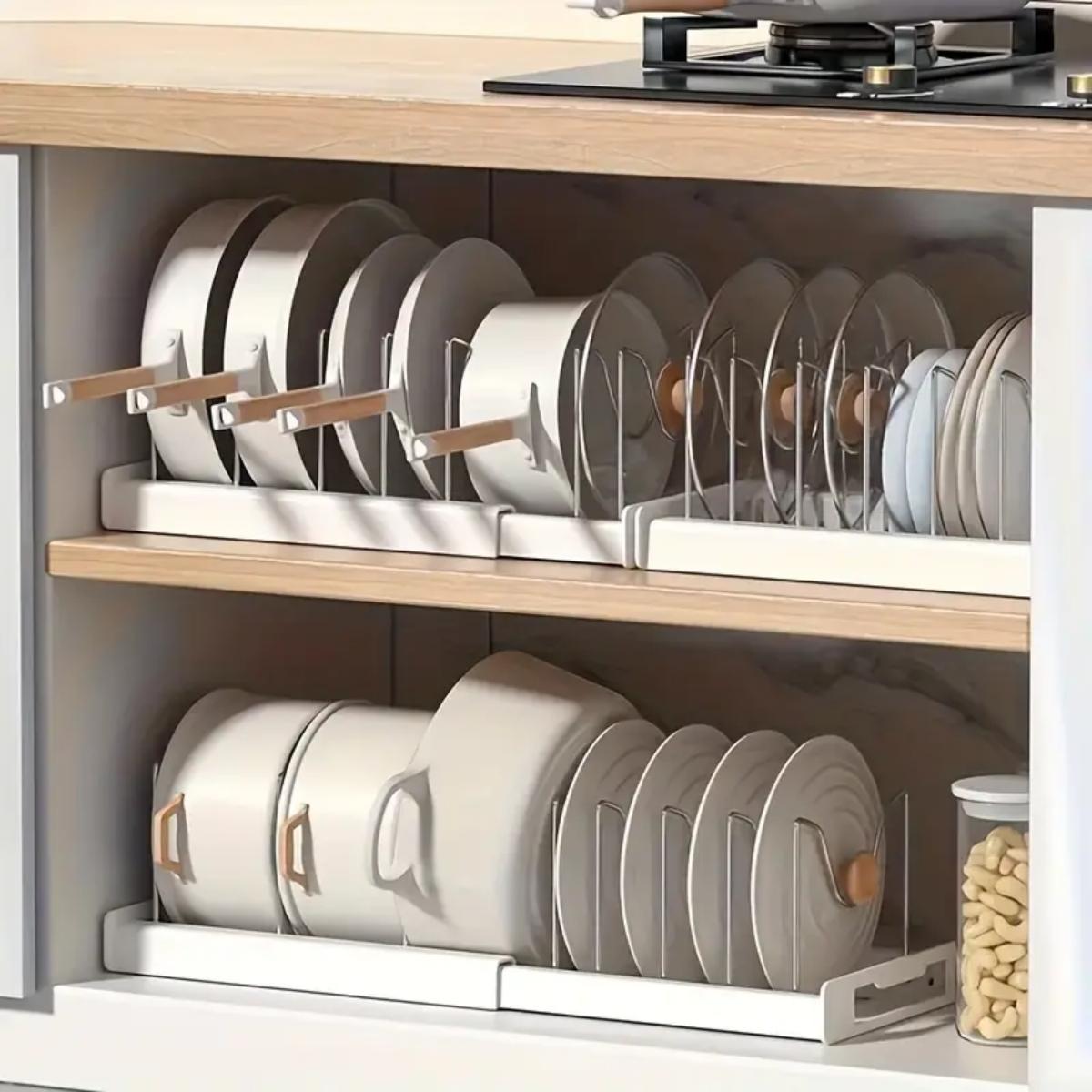 Food Storage Organiser - Genişletilebilir Mutfak Tencere Tava Düzenleyici, Dolap