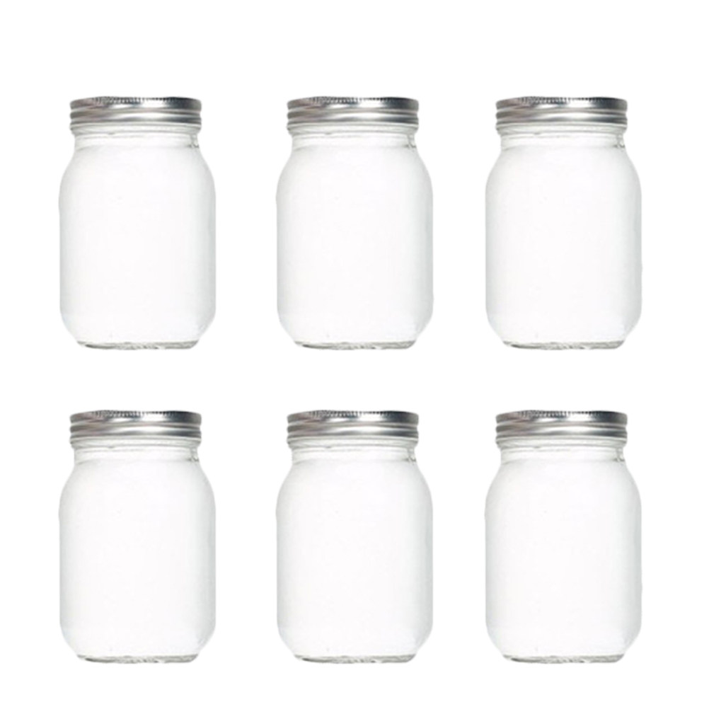 Food Storage Jars With Lids - 6 adet şeffaf yuvarlak cam kavanoz