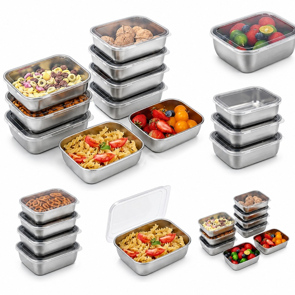 Food Storage Box Stainless Steel - 6 Adet Paslanmaz Çelik Gıda Saklama