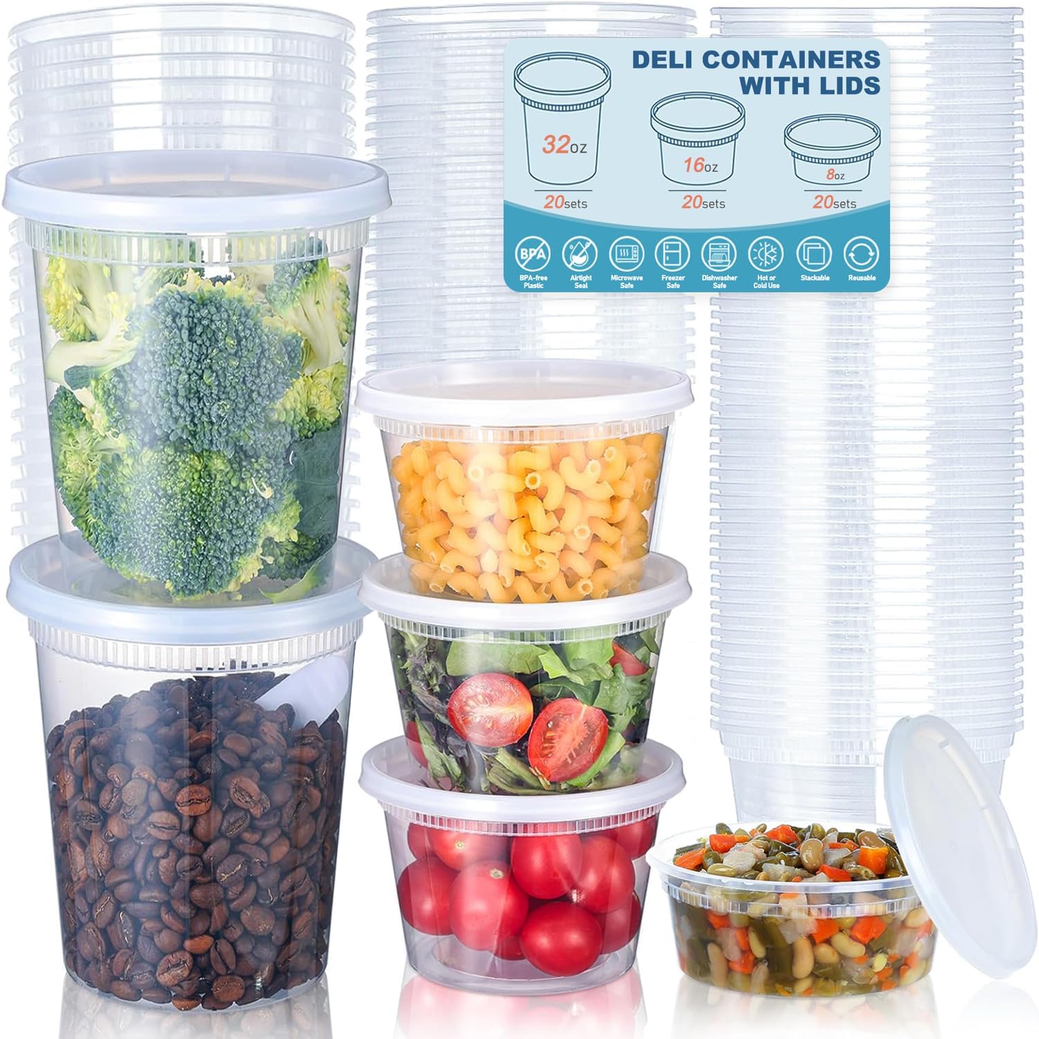 Food Storage Eco Friendly - 24 adet Şarküteri Gıda Saklama Kapları