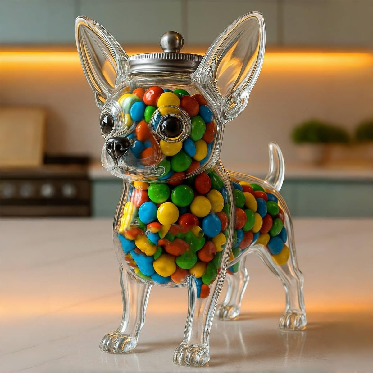 Food Storage Set Glass - Chihuahua Şekilli Kap Tazelik Koruyucu Chihuahua