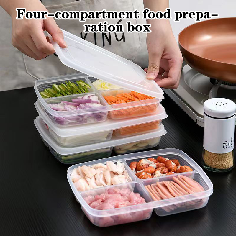 Food Storage Square Containers - Yeni 【4 Bölmeli Plastik Saklama Kutusu