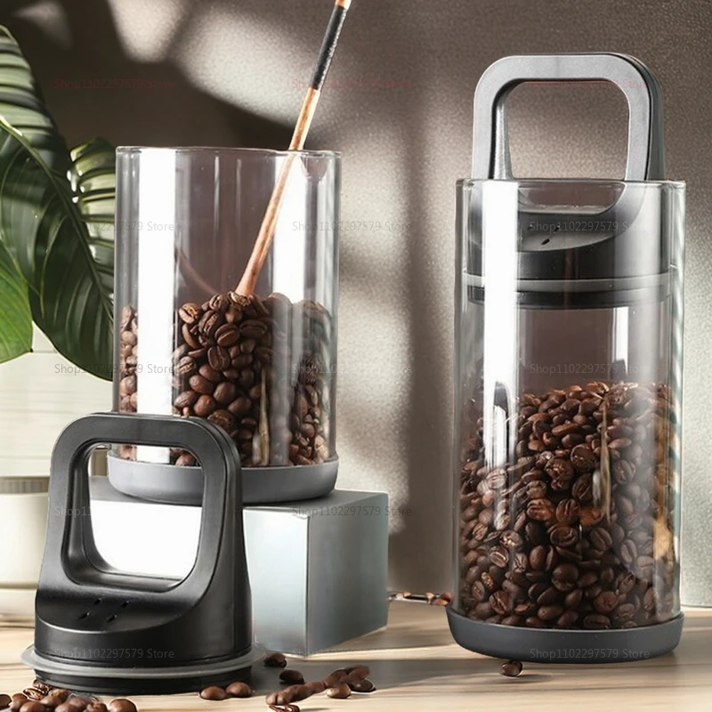 Food Storage Set Glass - Kahve çekirdekleri vakum mühürlü tank şeffaf