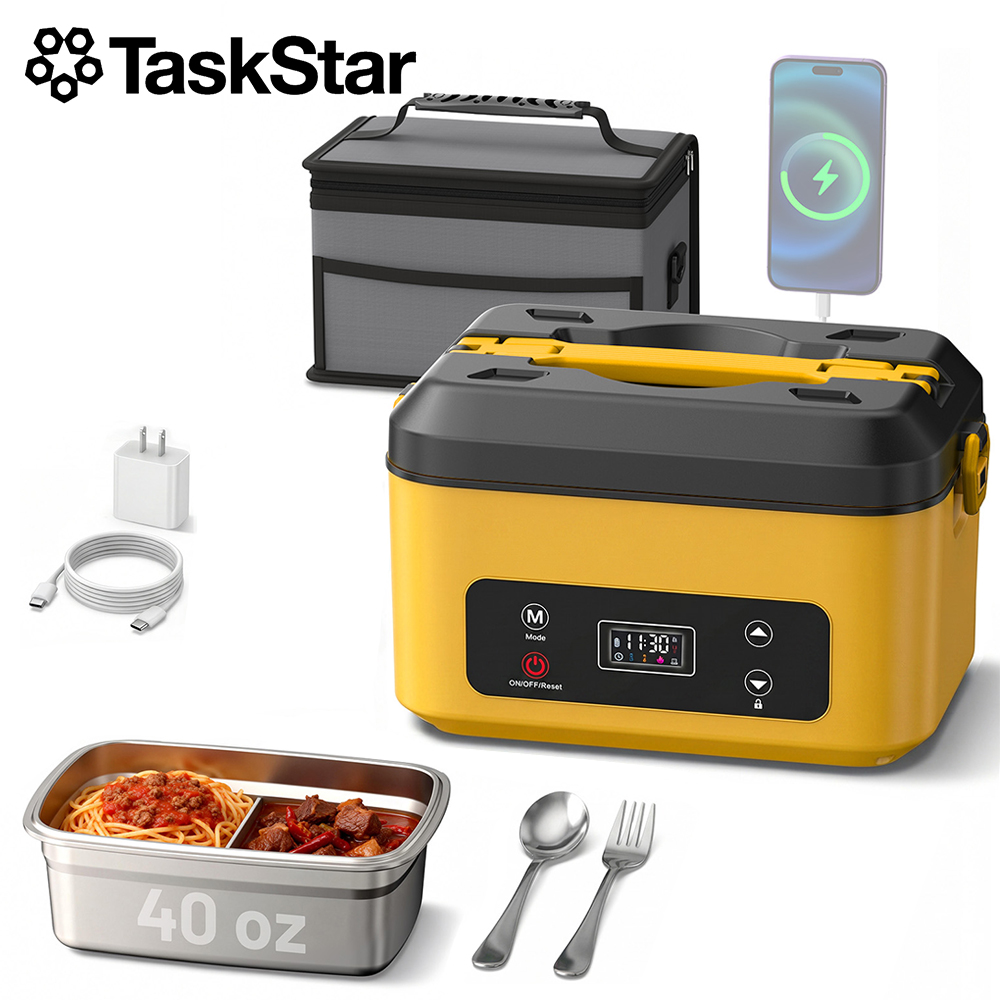 Food Storage Box Stainless Steel - TaskStar Taşınabilir Isıtmalı Yemek Kutusu 40oz