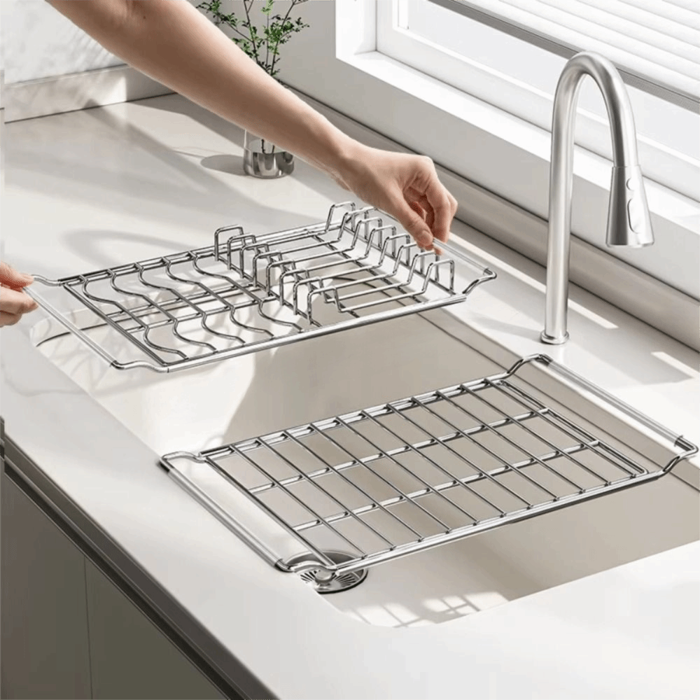 Food Storage Organiser - Paslanmaz Çelik Genişletilebilir Bulaşıklık Rafı Paslanmaz