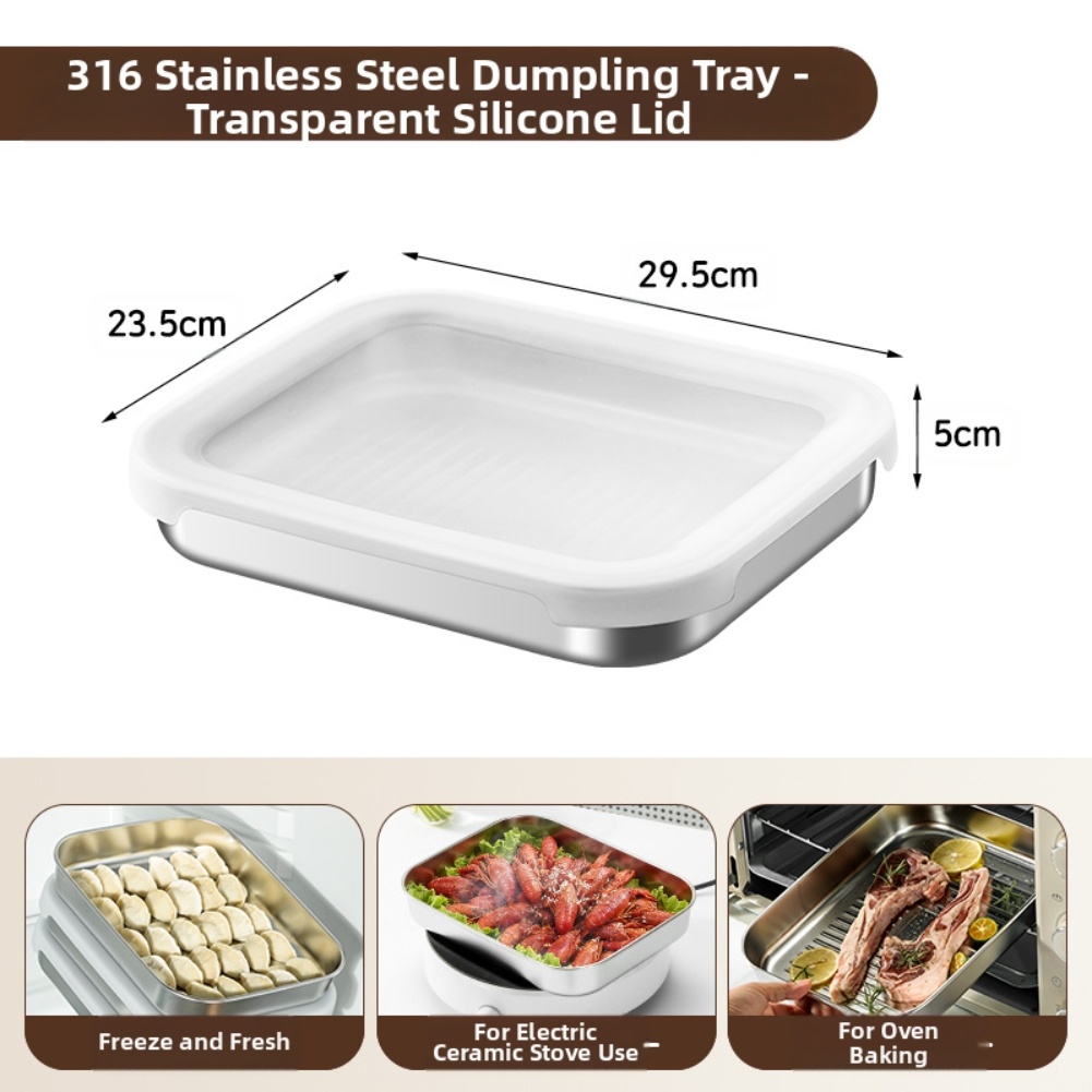 Food Storage Square Containers - 316 Silikon Kapaklı Paslanmaz Çelik Gıda