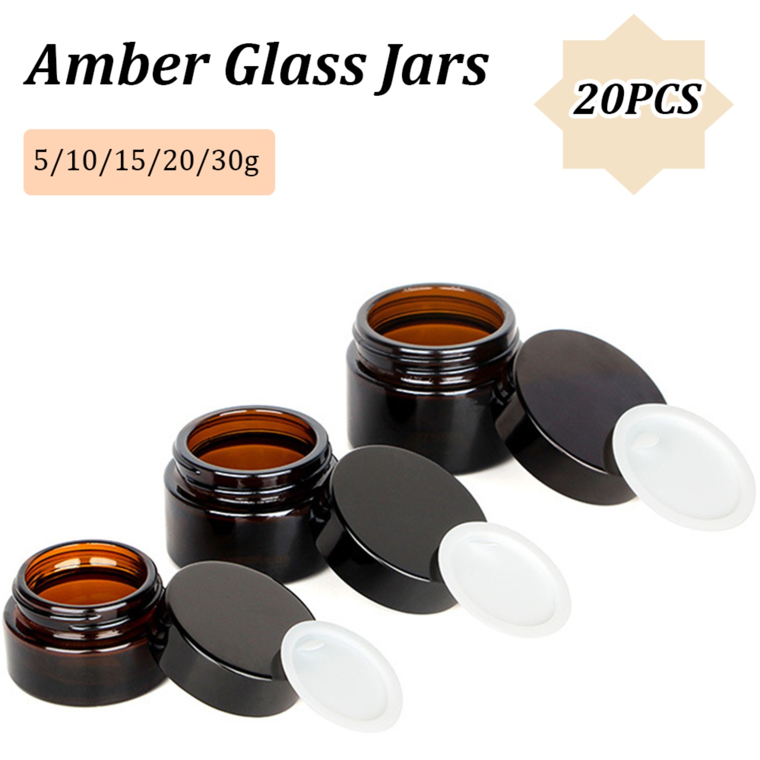 Food Storage Set Glass - 20 adet küçük amber cam kavanoz