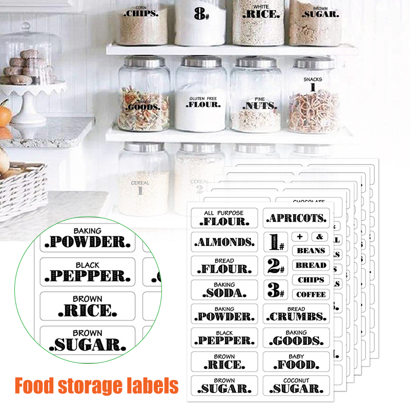 Food Storage Labels - 132 adet mutfak gıda çıkartmaları su