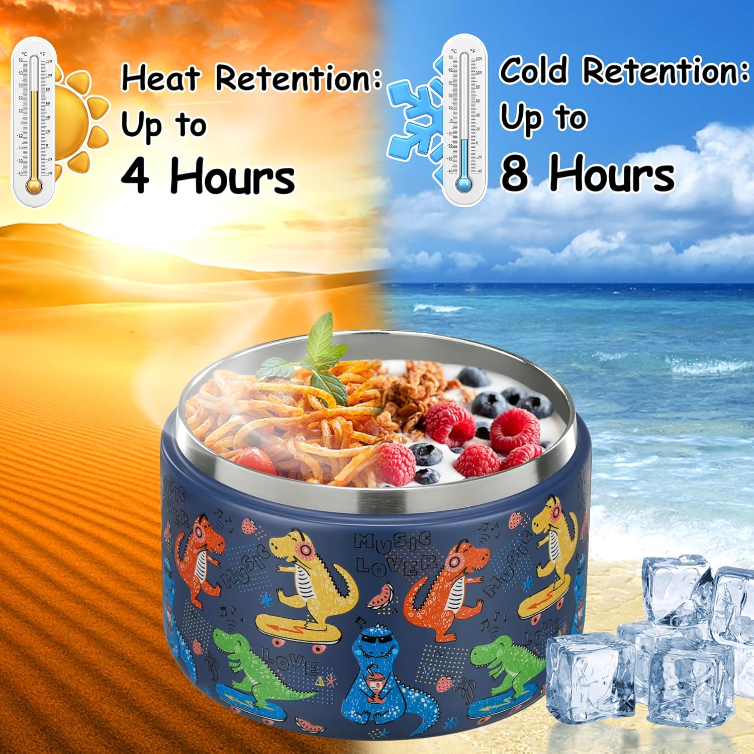 Food Storage Box Stainless Steel - 12oz Yalıtımlı Vakumlu Yiyecek Kabı, Tokalı