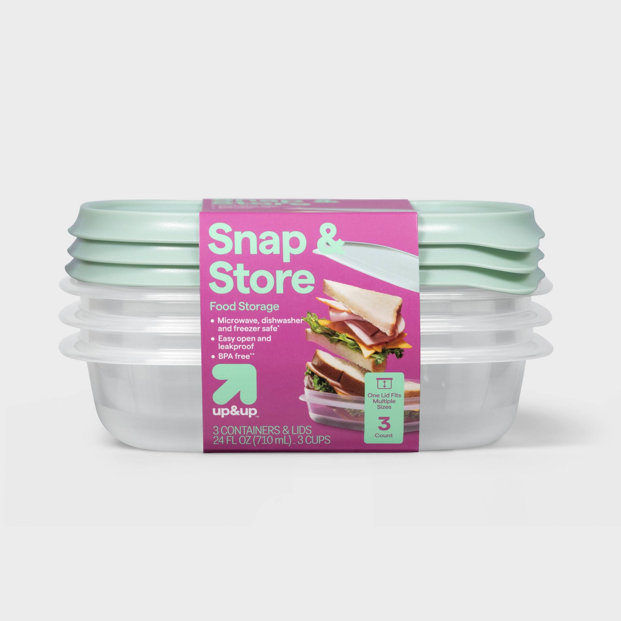Food Storage Square Containers - 3 adet kare şekilli, kilitli kapaklı