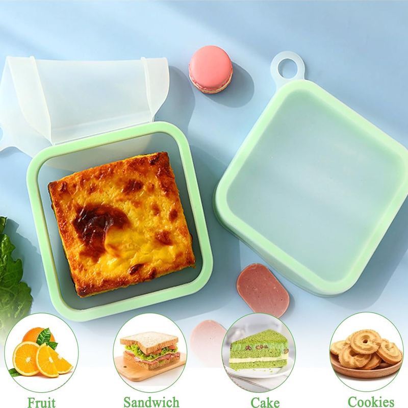 Food Storage Silicone Bags - Silikon Sandviç Tost Bento kulplu kutu