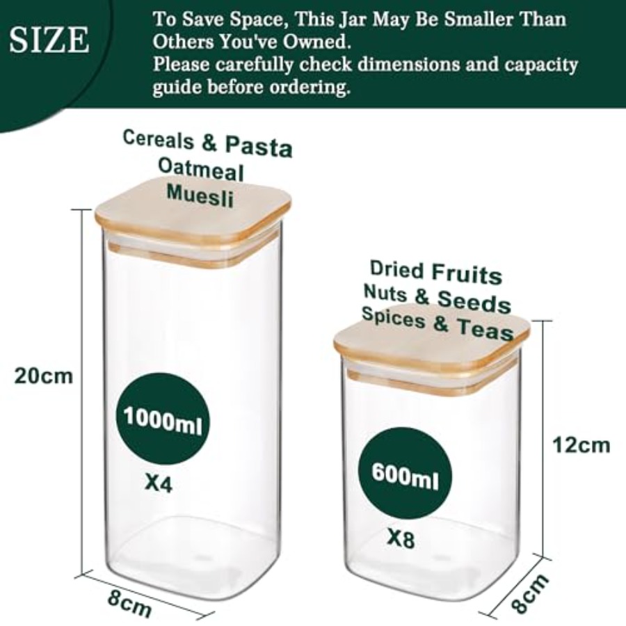 12'li Paket Kare Cam Saklama K - Food Storage Pantry incelemesi ve fiyatı