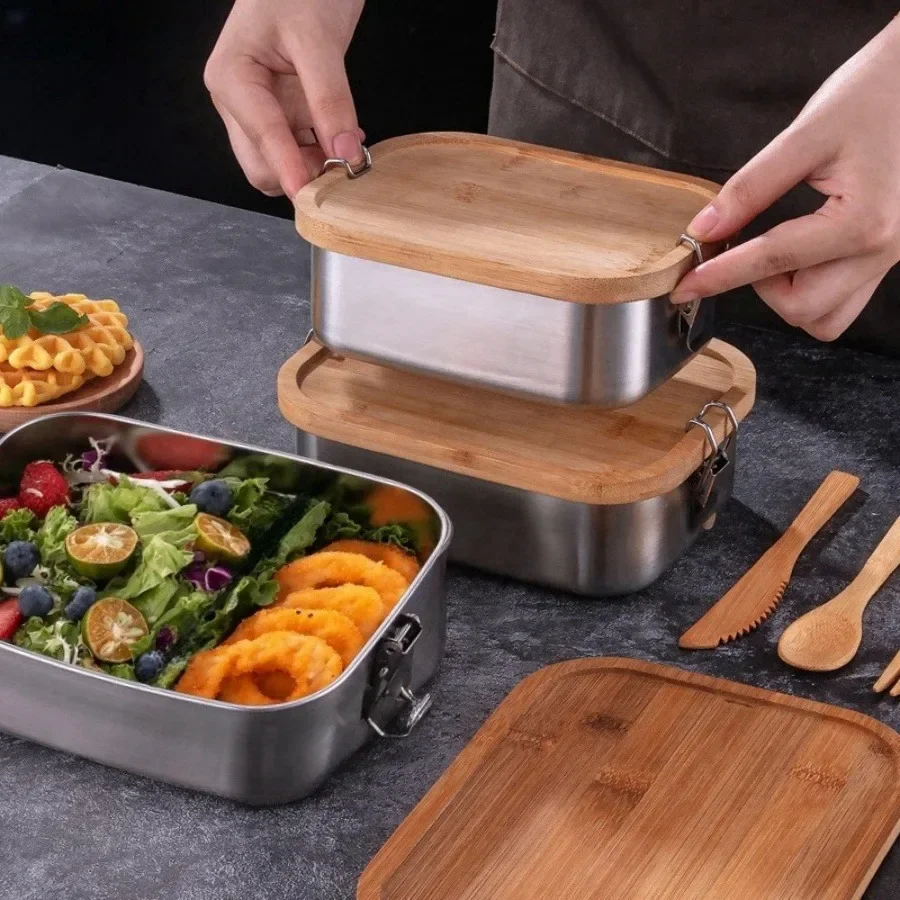 Yeni 304 paslanmaz çelik bambu - Food Storage Square Containers incelemesi ve fiyatı